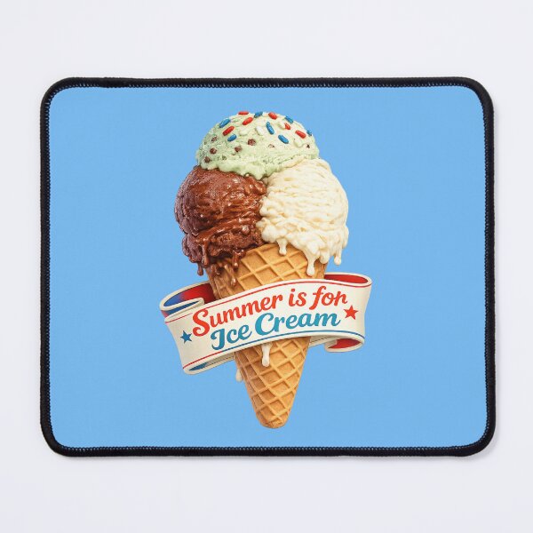 Item preview, Triple scooped ice cream cone with sprinkles on top in waffle cone and a banner that reads "Summer if for Ice Cream". designed and sold by shorethings.