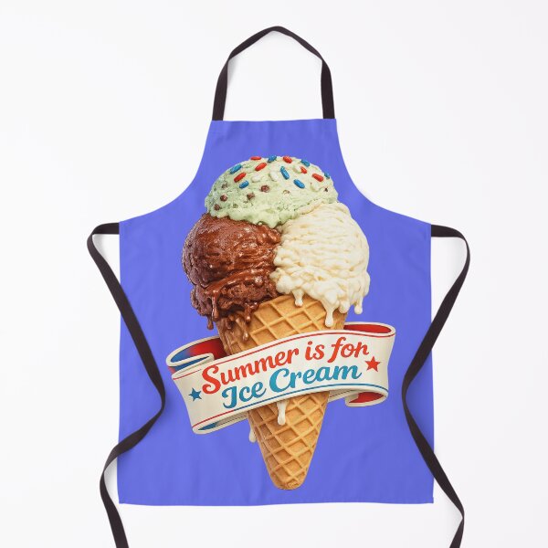 Item preview, Triple scooped ice cream cone with sprinkles on top in waffle cone and a banner that reads "Summer if for Ice Cream". designed and sold by shorethings.