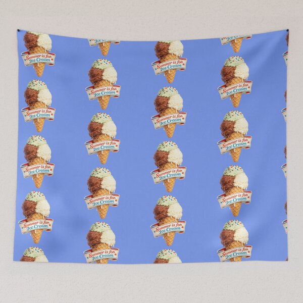 Item preview, Triple scooped ice cream cone with sprinkles on top in waffle cone and a banner that reads "Summer if for Ice Cream". designed and sold by shorethings.