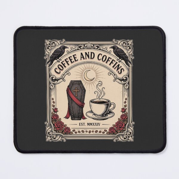 Item preview, Coffee and Coffins Gothic Vintage Design | Dark Academia Coffee Lover Raven & Coffin Art designed and sold by ArcticFoxStudio.