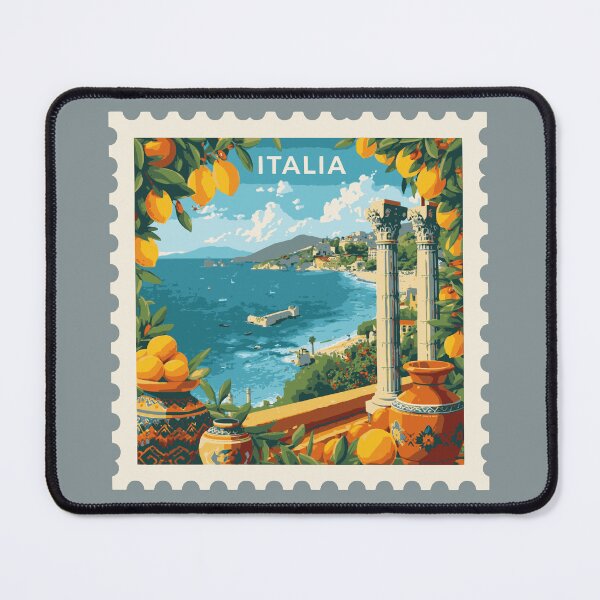 Item preview, Italy Travel Stamp Art – Italian Landmarks, Mediterranean Culture & European Adventure designed and sold by Timeless Decor.