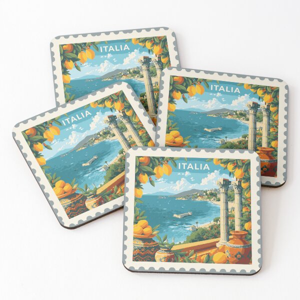 Item preview, Italy Travel Stamp Art – Italian Landmarks, Mediterranean Culture & European Adventure designed and sold by Timeless Decor.