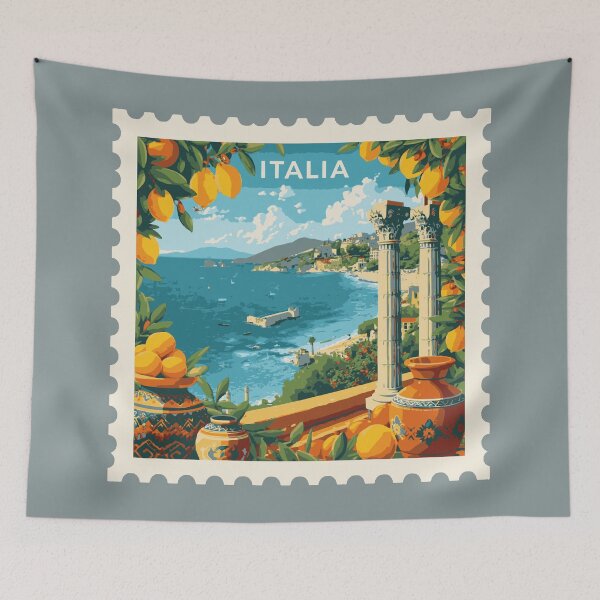 Item preview, Italy Travel Stamp Art – Italian Landmarks, Mediterranean Culture & European Adventure designed and sold by Timeless Decor.