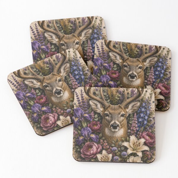 Item preview, Majestic Deer with Wildflowers | Boho Woodland Animal Art designed and sold by GalleryPeak.