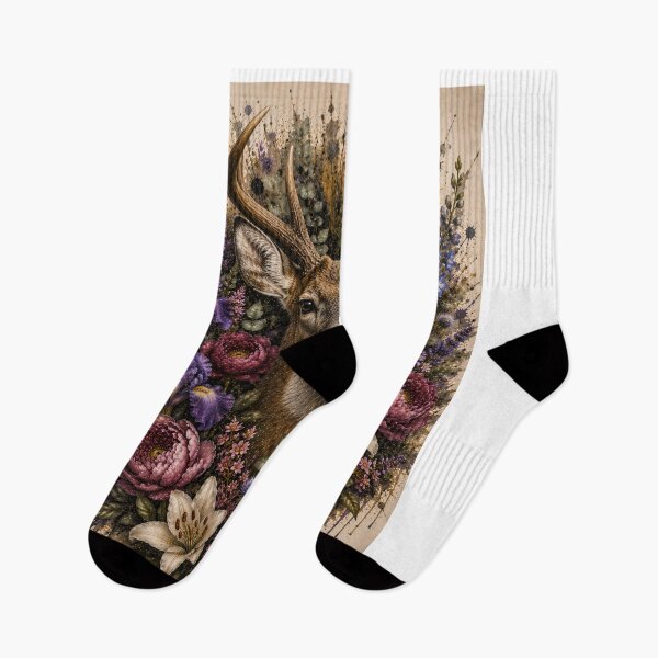 Item preview, Majestic Deer with Wildflowers | Boho Woodland Animal Art designed and sold by GalleryPeak.