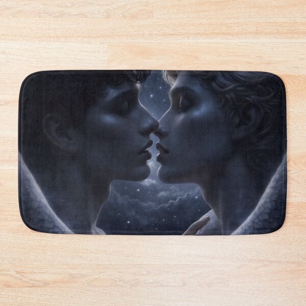 Item preview, Moonlight Angels | Gay Angel Couple Kiss | Dark Romance Fantasy Art designed and sold by IRON SIREN.