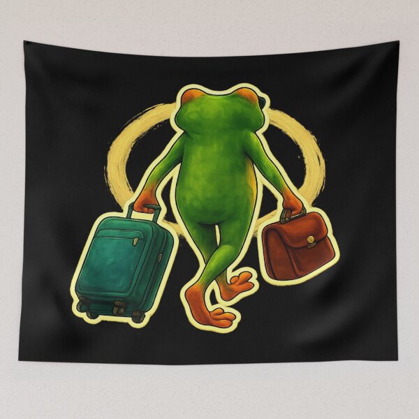 Item preview, Frog Traveler Back View — Funny Cartoon Sticker Travel Art designed and sold by ArtoryWorks.