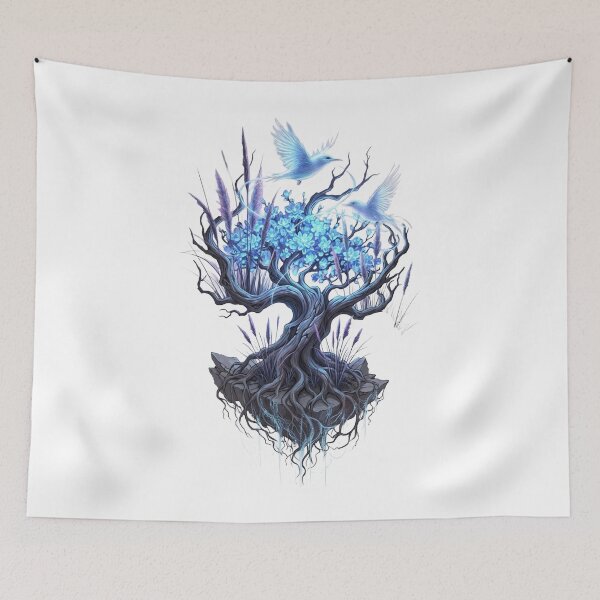 Item preview, Mystical Blue tree of Life Art Sticker classic  designed and sold by PawFusionArt.
