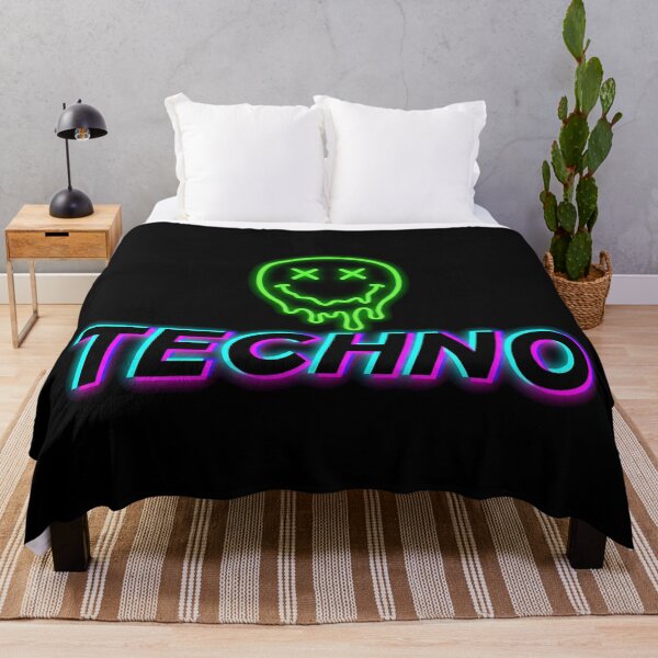 Item preview, Techno Melting Acid Smiley Rave Neon Glitch designed and sold by SPAZE-Typo.