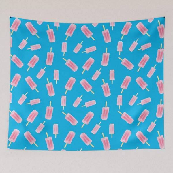 Item preview, Pink Ice Creams Pattern on blue Background designed and sold by studiodrchicken.
