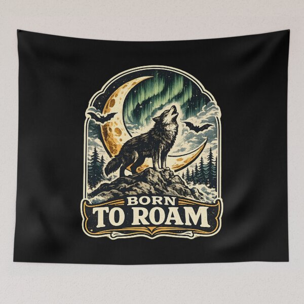 Item preview, Born To Roam Vintage Wolf Moon designed and sold by Mr Lee.