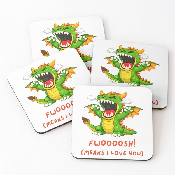 Item preview, FWOOOOSH! (MEANS I LOVE YOU) – Cute Roaring Cartoon Dragon Illustration designed and sold by ROARSOME DESiGNS.