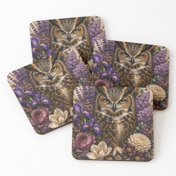 Item preview, Majestic Owl with Wildflowers | Boho Woodland Animal Art designed and sold by GalleryPeak.
