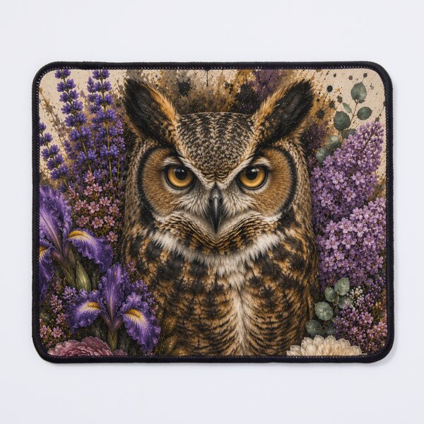 Item preview, Majestic Owl with Wildflowers | Boho Woodland Animal Art designed and sold by GalleryPeak.