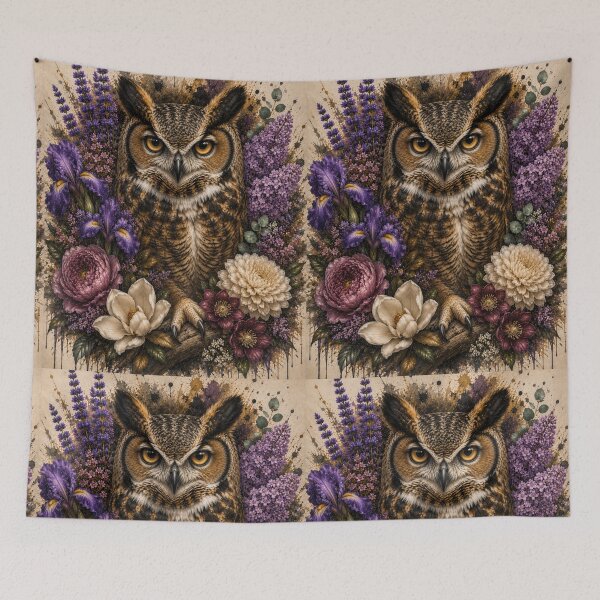Item preview, Majestic Owl with Wildflowers | Boho Woodland Animal Art designed and sold by GalleryPeak.