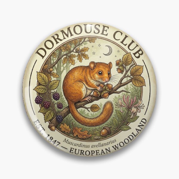 Item preview, Dormouse Club Vintage Badge European Wildlife Art designed and sold by CalmCapy Co.