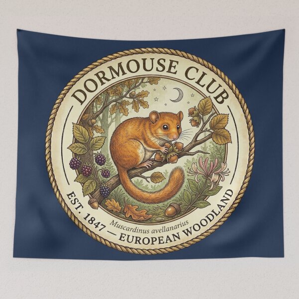 Item preview, Dormouse Club Vintage Badge European Wildlife Art designed and sold by CalmCapy Co.