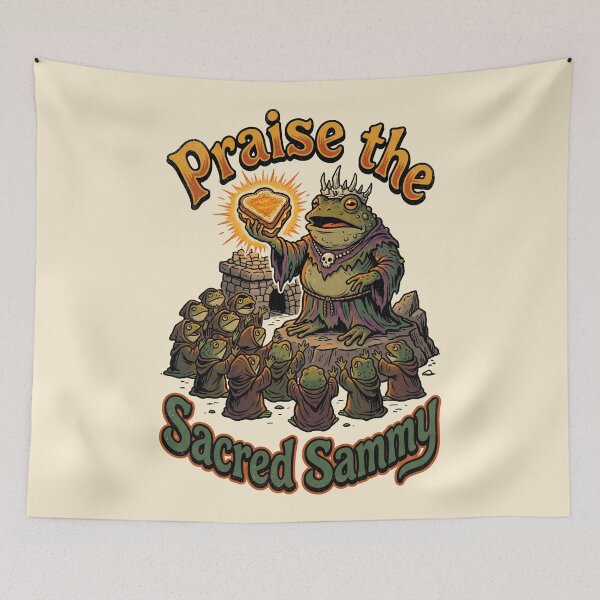 Item preview,  Frog Cult Leader Worshipping a Grilled Cheese Sandwich designed and sold by Dream Capsules.