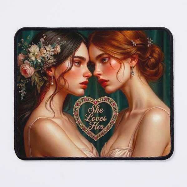 Item preview, She Loves Her | WLW Wedding Art | Romantic Oil Painting Lesbian Couple designed and sold by IRON SIREN.