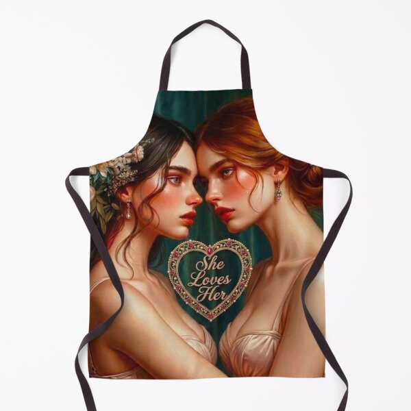 Item preview, She Loves Her | WLW Wedding Art | Romantic Oil Painting Lesbian Couple designed and sold by IRON SIREN.