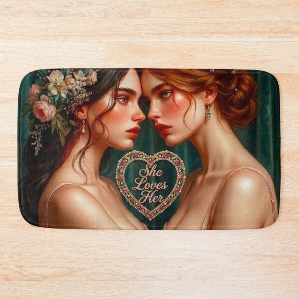 Item preview, She Loves Her | WLW Wedding Art | Romantic Oil Painting Lesbian Couple designed and sold by IRON SIREN.