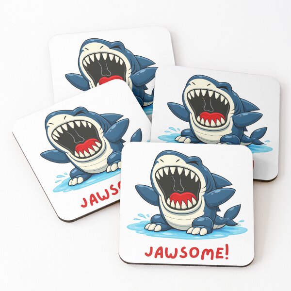 Aperçu de l'œuvre JAWSOME! – Illustration mignonne et féroce de requin cartoon créée et vendue par ROARSOME DESiGNS.