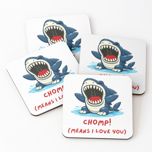 Item preview, CHOMP! (MEANS I LOVE YOU) – Cute Fierce Cartoon Shark Illustration designed and sold by ROARSOME DESiGNS.