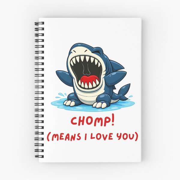 Aperçu de l'œuvre CHOMP! (MEANS I LOVE YOU) – Illustration mignonne et féroce de requin cartoon créée et vendue par ROARSOME DESiGNS.