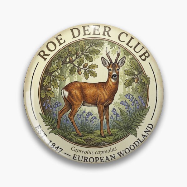 Item preview, Roe Deer Club Vintage Badge European Wildlife Art designed and sold by CalmCapy Co.