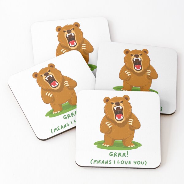 Item preview, GRRR! (MEANS I LOVE YOU) – Cute Roaring Bear Cartoon Illustration designed and sold by ROARSOME DESiGNS.