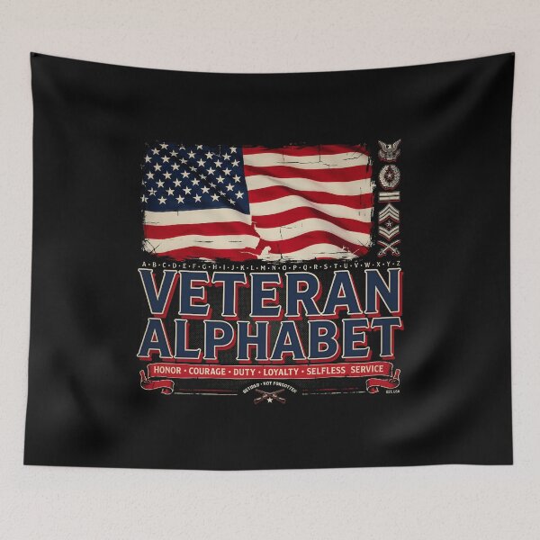 Item preview, Veteran Alphabet Proud Military Veteran American Flag Patriotic Design designed and sold by Redgiant87x.