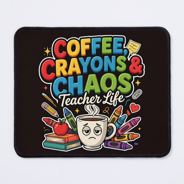 Item preview, Coffee Crayons and Chaos Teacher Life On designed and sold by DesigntshirtWB.