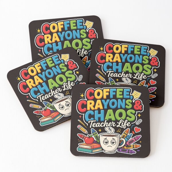 Item preview, Coffee Crayons and Chaos Teacher Life On designed and sold by DesigntshirtWB.