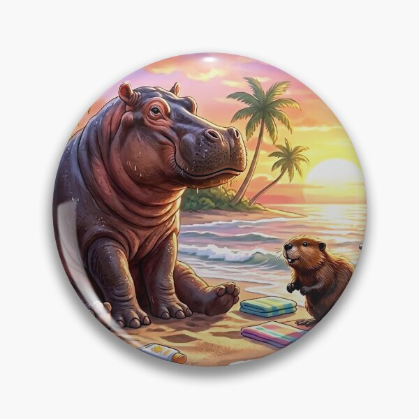 Item preview, Cute Animal Beach Party at Sunset – Panda, Hippo, Beaver & Platypus Tropical Vacation designed and sold by mikemuchu.