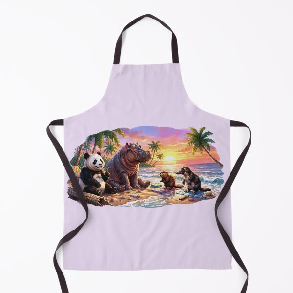 Item preview, Cute Animal Beach Party at Sunset – Panda, Hippo, Beaver & Platypus Tropical Vacation designed and sold by mikemuchu.