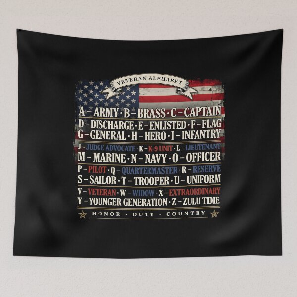Item preview, Veteran Alphabet Patriotic Military Tribute with American Flag Style designed and sold by Redgiant87x.