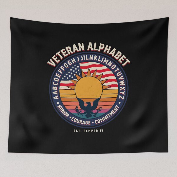Item preview, Veteran Alphabet American Flag Military Heritage Patriotic designed and sold by Redgiant87x.