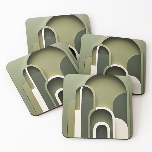 Item preview, Minimalist Sage Green Architecture Stairs Poster designed and sold by EnmarcArt.