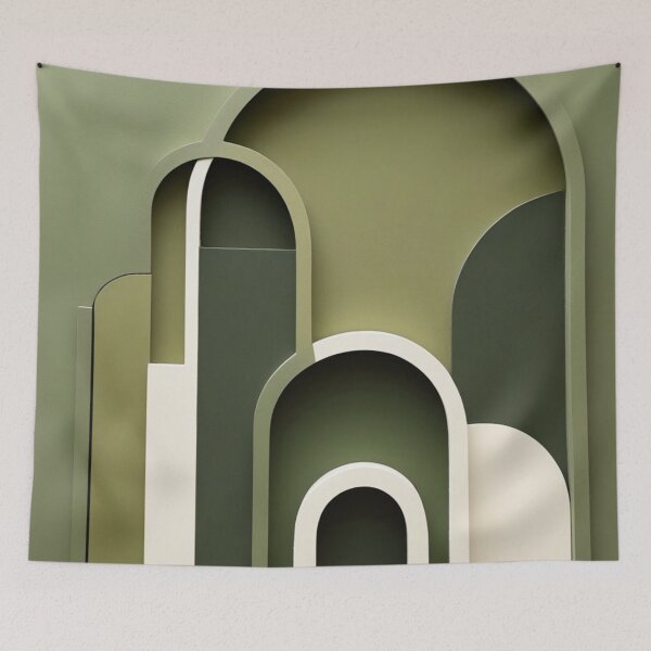 Item preview, Minimalist Sage Green Architecture Stairs Poster designed and sold by EnmarcArt.