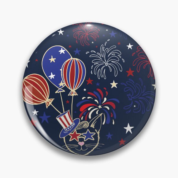 Item preview, Purrs of Liberty – Cute Patriotic Cat & Fireworks designed and sold by DancingMotifs.