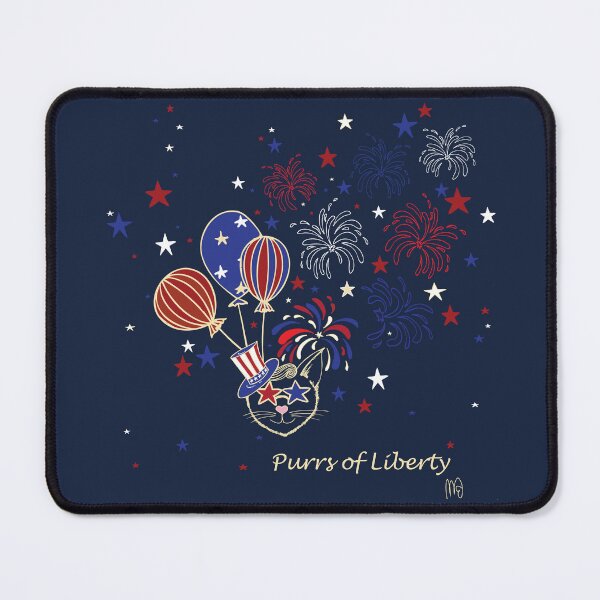 Item preview, Purrs of Liberty – Cute Patriotic Cat & Fireworks designed and sold by DancingMotifs.