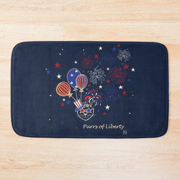 Item preview, Purrs of Liberty – Cute Patriotic Cat & Fireworks designed and sold by DancingMotifs.