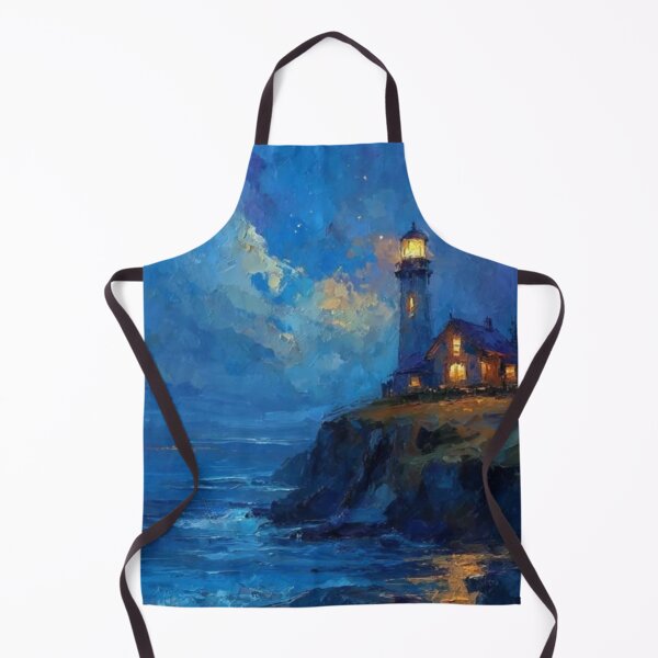 Item preview, Glowing Lighthouse Cliff Ocean Artwork designed and sold by NivyasArtistry.