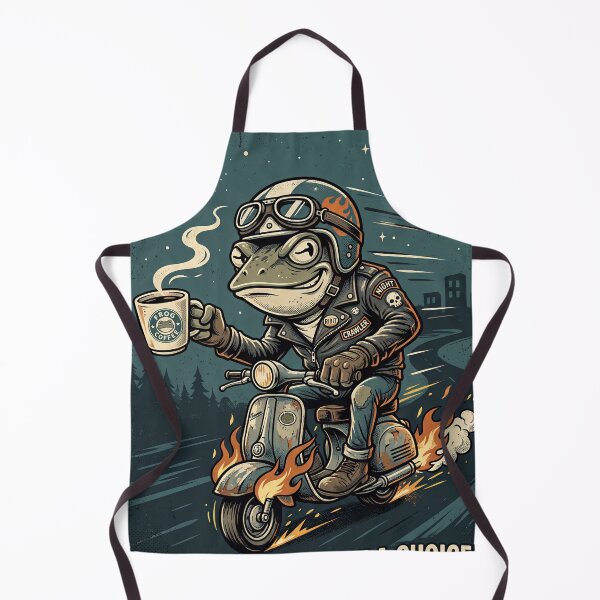 Item preview, Frog Biker Riding a Flaming Scooter with Coffee designed and sold by Dream Capsules.