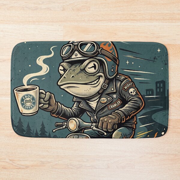 Item preview,  Frog Biker Riding a Flaming Scooter with Coffee designed and sold by Dream Capsules.