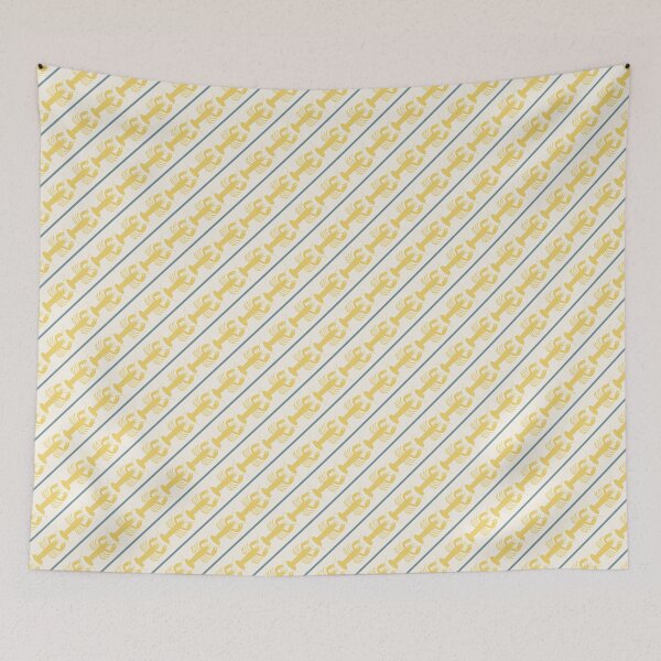 Item preview, Coastal Lobster Stripes Butter Yellow Diagonal Pattern designed and sold by kierkegaard.