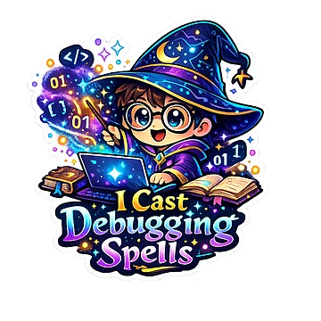 Artwork thumbnail, I Cast Debugging Spells Sticker | Cute Programmer Wizard Coding Magic | Funny Developer Laptop Sticker by MinimalMood Studio