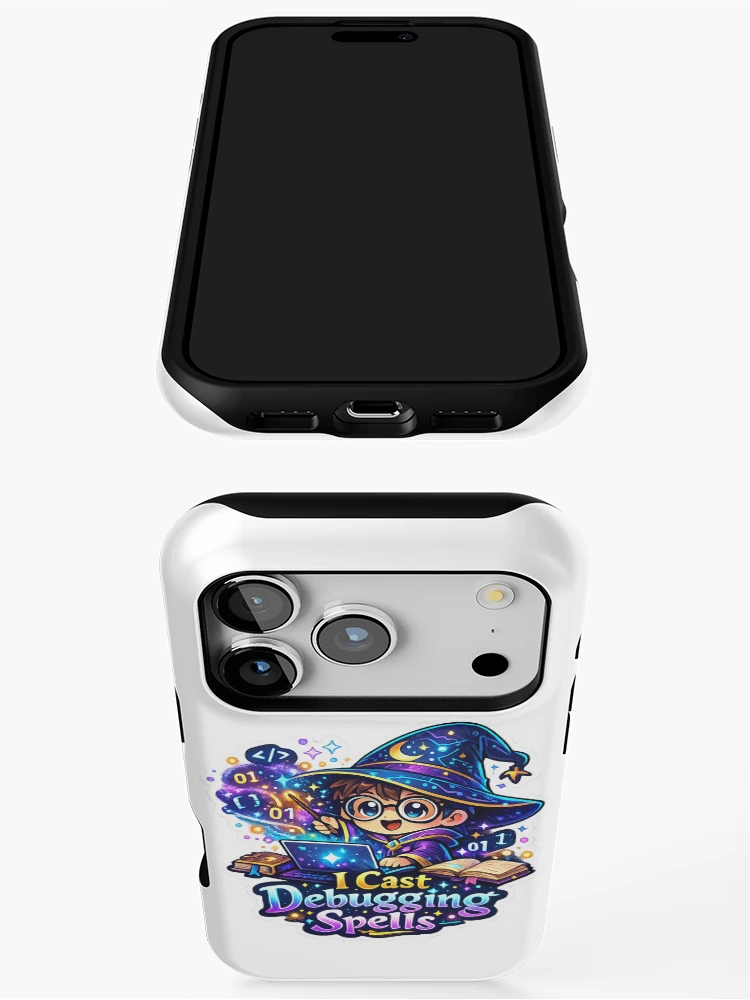 Thumbnail 3 of 4, iPhone Case, I Cast Debugging Spells Sticker | Cute Programmer Wizard Coding Magic | Funny Developer Laptop Sticker designed and sold by MinimalMood Studio.