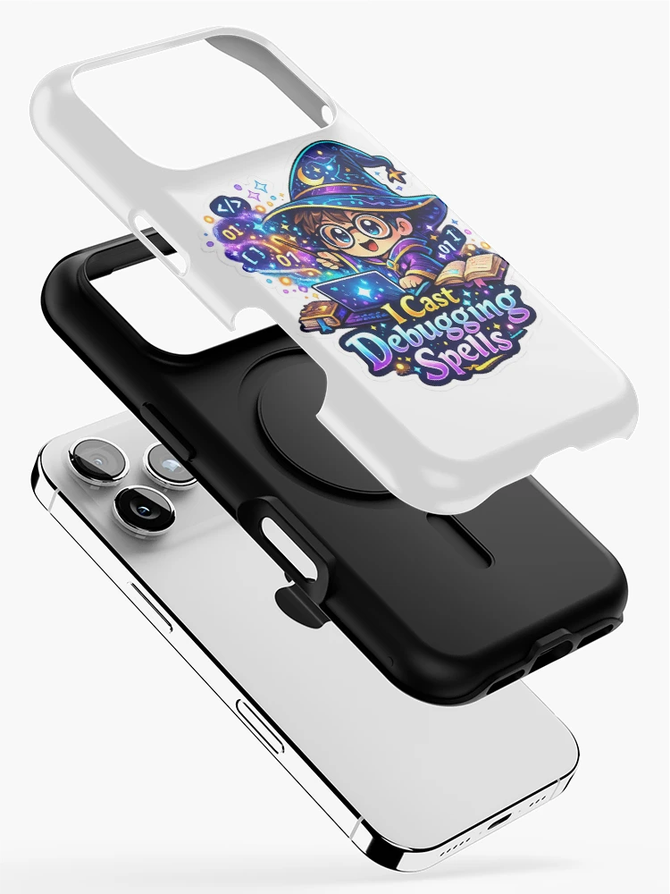 Thumbnail 2 of 4, iPhone Case, I Cast Debugging Spells Sticker | Cute Programmer Wizard Coding Magic | Funny Developer Laptop Sticker designed and sold by MinimalMood Studio.