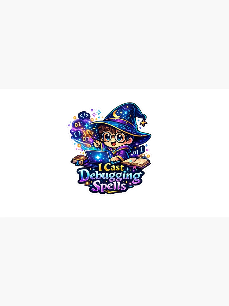 Thumbnail 3 of 3, Cap, I Cast Debugging Spells Sticker | Cute Programmer Wizard Coding Magic | Funny Developer Laptop Sticker designed and sold by MinimalMood Studio.